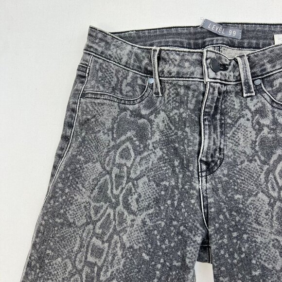 Level 99 Snake Print Gray Skinny Jeans Mid Rise Size 27 Waist - Picture 4 of 9